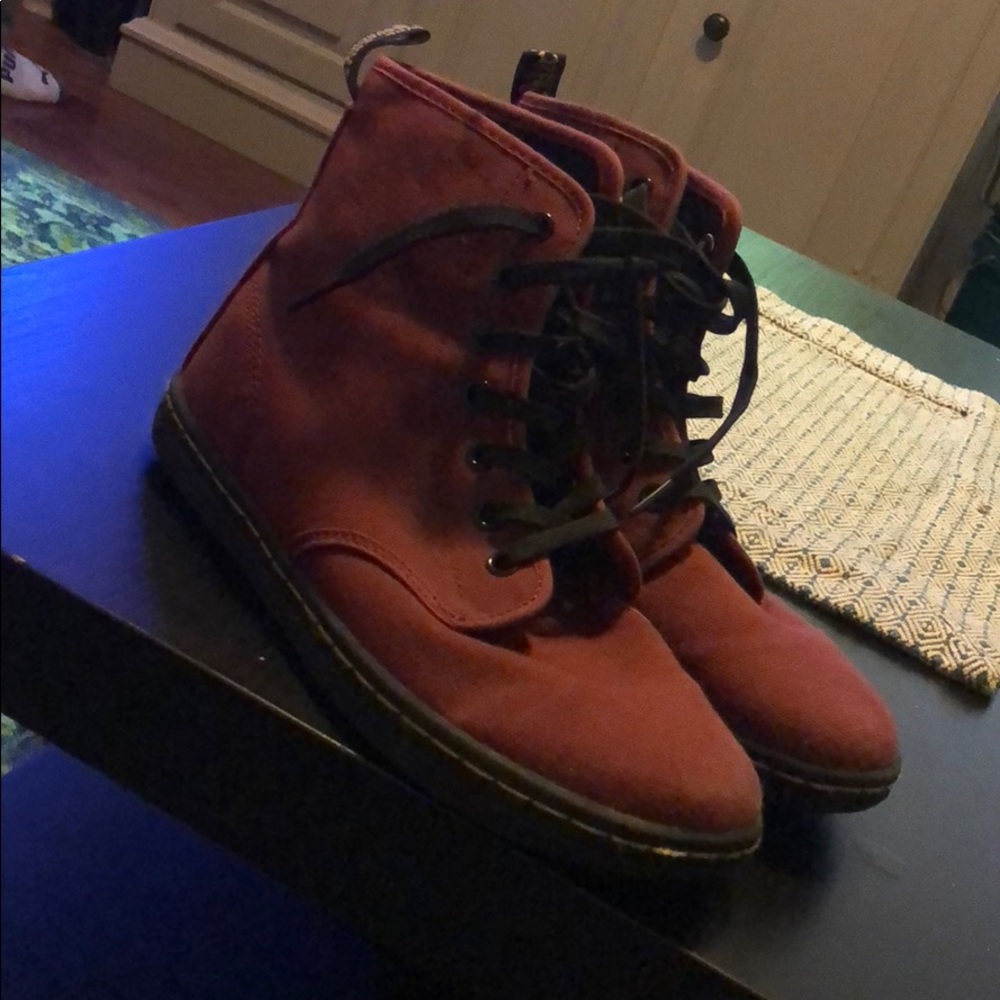Doc Martens canvas maroon lace up boots